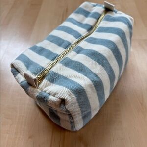 Striped Blue and White Terrycloth Toiletry Bag